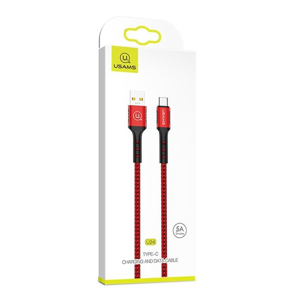 
                Dátový kábel USAMS SJ289 USB-C Quick Charge 5A 1,2m Červený opletený (EU Blister)